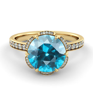 2 Carat 14K White Gold Blue Topaz & Diamonds "Allison" Engagement Ring | Diamonds Mine