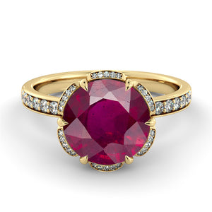 2.5 Carat 14K White Gold Ruby & Diamonds "Allison" Engagement Ring | Diamonds Mine