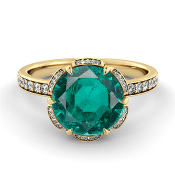 2 TCW 14K Yellow Gold Emerald "Allison" Engagement Ring - Diamonds Mine