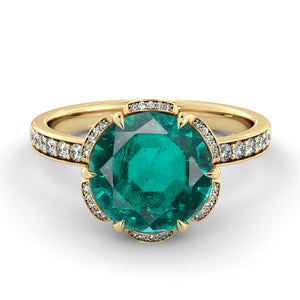 2 Carat 14K White Gold Emerald & Diamonds "Allison" Engagement Ring | Diamonds Mine