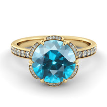 Load image into Gallery viewer, 2 TCW 14K Yellow Gold Blue Topaz &quot;Allison&quot; Engagement Ring - Diamonds Mine