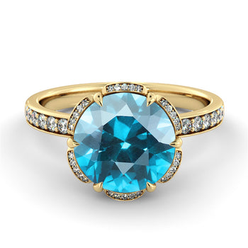2 TCW 14K Yellow Gold Blue Topaz "Allison" Engagement Ring - Diamonds Mine