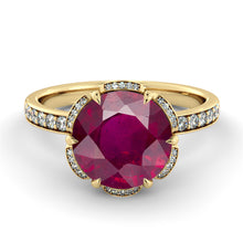 Load image into Gallery viewer, 2.5 Carat 14K Rose Gold Ruby &amp; Diamonds&quot;Allison&quot; Engagement Ring