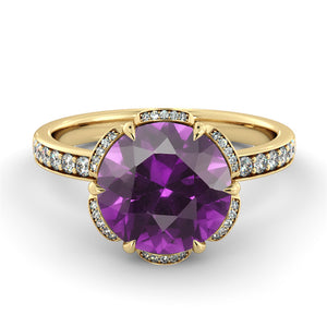 2 TCW 14K Rose Gold Amethyst &quot;Allison&quot; Engagement Ring - Diamonds Mine