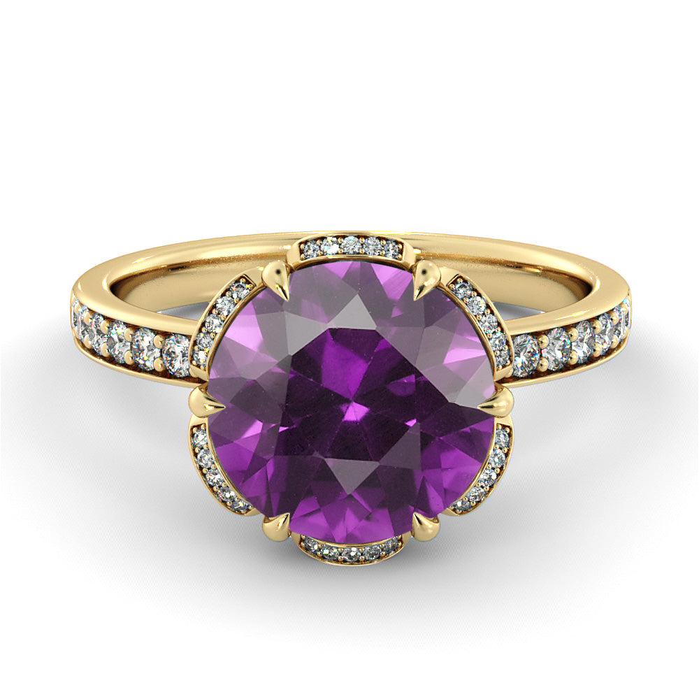 2 TCW 14K Rose Gold Amethyst "Allison" Engagement Ring - Diamonds Mine