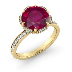 2.5 Carat 14K Yellow Gold Ruby "Allison" Engagement Ring