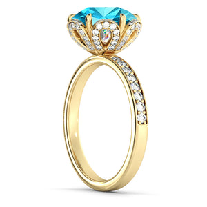 2 Carat 14K Yellow Gold Aquamarine & Diamonds "Allison" Engagement Ring | Diamonds Mine