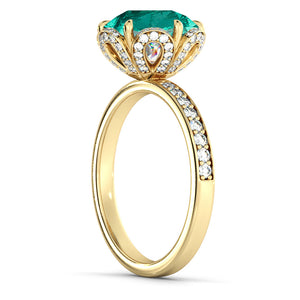 2 Carat 14K Rose Gold Emerald & Diamonds "Allison" Engagement Ring