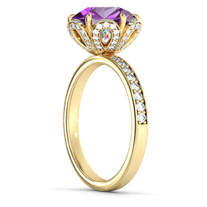 2 Carat 14K Rose Gold Amethyst & Diamonds "Allison" Engagement Ring | Diamonds Mine