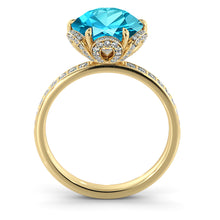 Load image into Gallery viewer, 2 Carat 14K Yellow Gold Aquamarine &amp; Diamonds &quot;Allison&quot; Engagement Ring | Diamonds Mine
