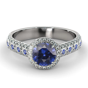 1.5 Carat 14K Rose Gold Blue Sapphire & Diamonds "Beatrice" Engagement Ring