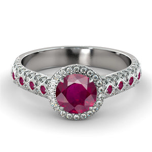 2.5 Carat 14K Rose Gold Ruby & Diamonds "Beatrice" Engagement Ring