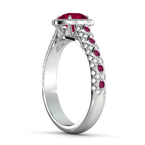 2.5 Carat 14K White Gold Ruby & Diamonds "Beatrice" Engagement Ring | Diamonds Mine