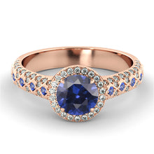 Load image into Gallery viewer, 1.5 Carat 14K Rose Gold Blue Sapphire &amp; Diamonds &quot;Beatrice&quot; Engagement Ring