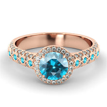Load image into Gallery viewer, 2.5 Carat 14K Yellow Gold Blue Topaz &amp; Diamonds &quot;Beatrice&quot; Engagement Ring