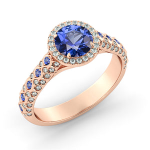 1.5 Carat 14K White Gold Blue Sapphire & Diamonds "Beatrice" Engagement Ring | Diamonds Mine