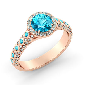 2.5 Carat 14K White Gold Aquamarine & Diamonds "Beatrice" Engagement Ring | Diamonds Mine