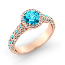 Load image into Gallery viewer, 2.5 Carat 14K Rose Gold Aquamarine &amp; Diamonds &quot;Beatrice&quot; Engagement Ring