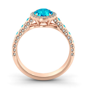 2.5 Carat 14K Rose Gold Aquamarine & Diamonds "Beatrice" Engagement Ring