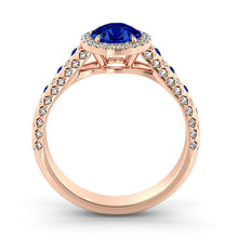 Load image into Gallery viewer, 1.5 Carat 14K Rose Gold Blue Sapphire &amp; Diamonds &quot;Beatrice&quot; Engagement Ring
