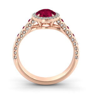 2.5 Carat 14K Rose Gold Ruby & Diamonds "Beatrice" Engagement Ring