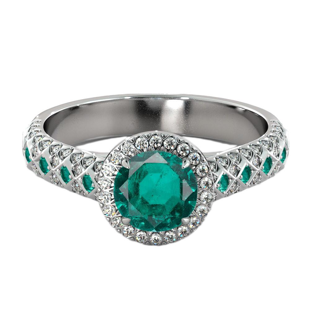 2.5 TCW 14K White Gold Emerald "Beatrice" Engagement Ring - Diamonds Mine