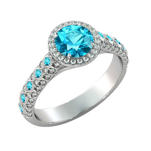 2.5 TCW 14K White Gold Aquamarine &quot;Beatrice&quot; Engagement Ring - Diamonds Mine