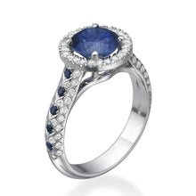Load image into Gallery viewer, 1.5 TCW 14K White Gold Blue Sapphire &quot;Beatrice&quot; Engagement Ring - Diamonds Mine