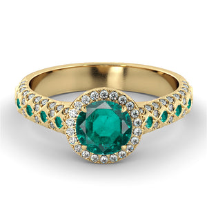 2.5 Carat 14K Yellow Gold Emerald & Diamonds "Beatrice" Engagement Ring | Diamonds Mine