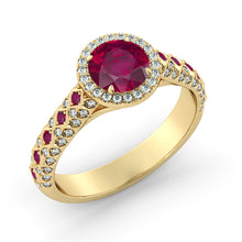 Load image into Gallery viewer, 2.5 Carat 14K Yellow Gold Ruby &amp; Diamonds &quot;Beatrice&quot; Engagement Ring
