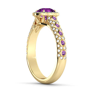 2.5 TCW 14K White Gold Amethyst &quot;Beatrice&quot; Engagement Ring - Diamonds Mine