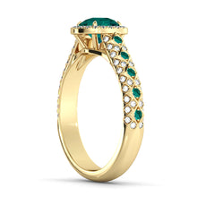 Load image into Gallery viewer, 2.5 Carat 14K Yellow Gold Emerald &amp; Diamonds &quot;Beatrice&quot; Engagement Ring | Diamonds Mine
