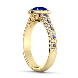 1.5 Carat 14K Rose Gold Blue Sapphire & Diamonds "Beatrice" Engagement Ring