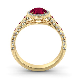 2.5 Carat 14K Yellow Gold Ruby & Diamonds "Beatrice" Engagement Ring