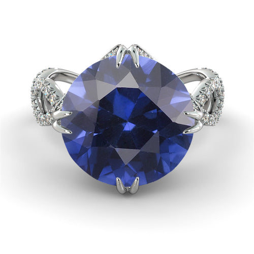 2 Carats Natural Crown Blue Sapphire Engagement Ring - Diamonds Mine