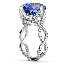 Load image into Gallery viewer, 2.75 Carat 14K Rose Gold Blue Sapphire &amp; Diamonds &quot;Katherine&quot; Engagement Ring