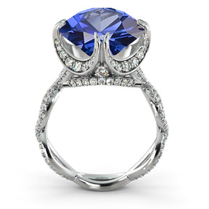 2.75 Carat 14K White Gold Blue Sapphire & Diamonds "Katherine" Engagement Ring
