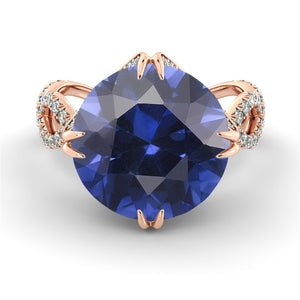 2.75 Carat 14K Rose Gold Blue Sapphire & Diamonds 
