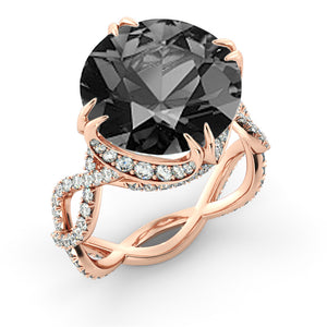 5 Carat 14K Rose Gold Black Diamond "Katherine" Ring
