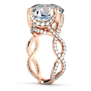 4.3 Carats 14K Rose Gold Moissanite & Diamonds "Katherine" Engagement Ring