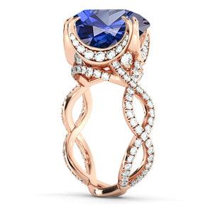 2.75 Carat 14K Rose Gold Blue Sapphire & Diamonds "Katherine" Engagement Ring