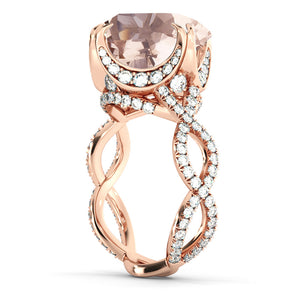 3.75 Carat 14K Rose Gold Morganite & Diamonds "Katherine" Engagement Ring
