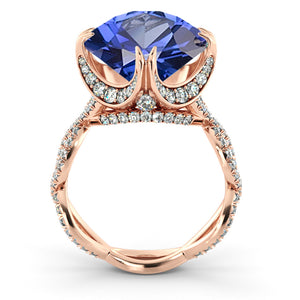 2.75 Carat 14K White Gold Blue Sapphire & Diamonds "Katherine" Engagement Ring