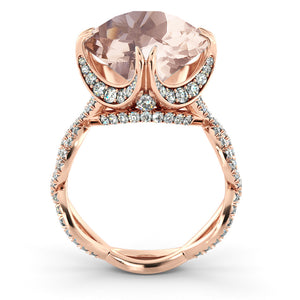3.75 Carat 14K Rose Gold Morganite & Diamonds "Katherine" Engagement Ring