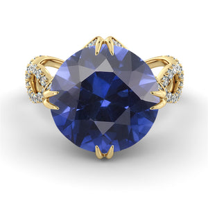 2.75 Carat 14K Yellow Gold Blue Sapphire & Diamonds "Katherine" Engagement Ring