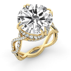 3.5 Carats 14K Yellow Gold Moissanite & Diamonds "Katherine" Engagement Ring