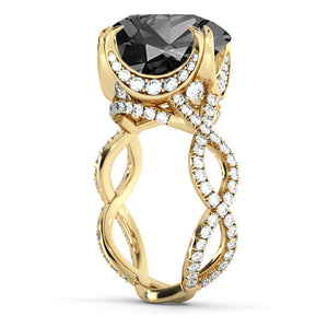 5 Carat 14K Yellow Gold Black Diamond "Katherine" Ring