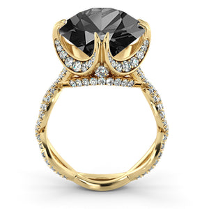 5 Carat 14K Yellow Gold Black Diamond "Katherine" Ring