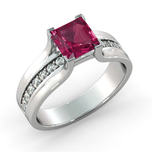 Load image into Gallery viewer, 2.2 Carat 14K White Gold Ruby &amp; Diamonds &quot;Bridget&quot; Engagement Ring
