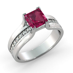 2.2 Carat 14K Rose Gold Ruby & Diamonds "Bridget" Engagement Ring | Diamonds Mine